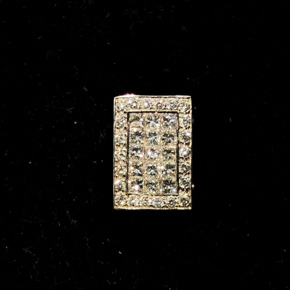 Princess cut DIAMOND in 14K white GOLD pendant  (OR earring)